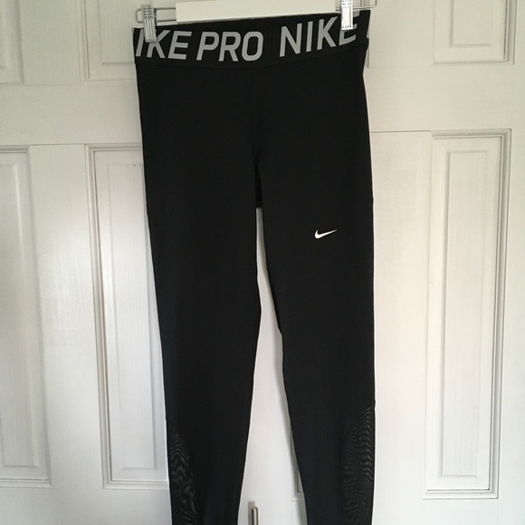 Nike Pro Women's Mesh-Paneled Leggings Size L Black - Picture 6 of 10